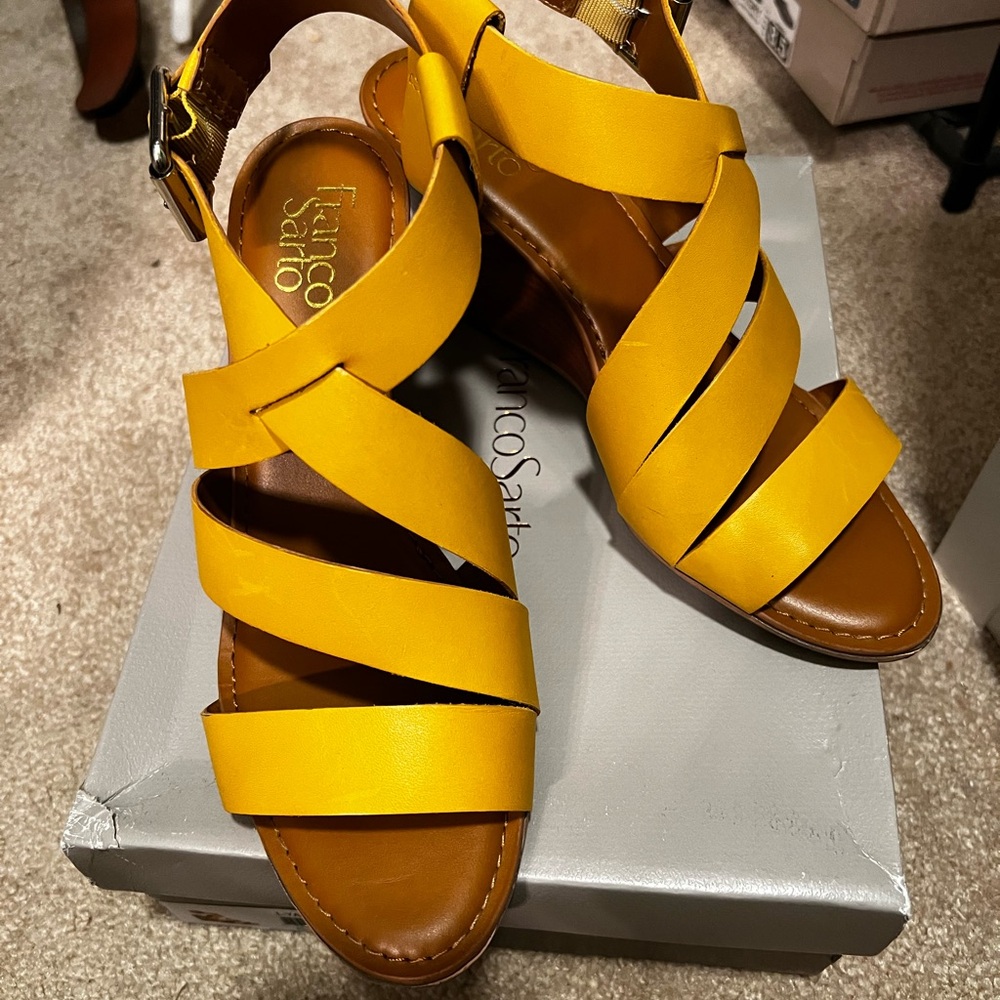 Franco Sarto Bright Yellow Strappy Sandals